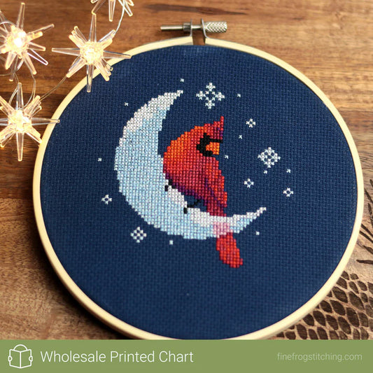 Ice Moon Cardinal - Fine Frog Stitching