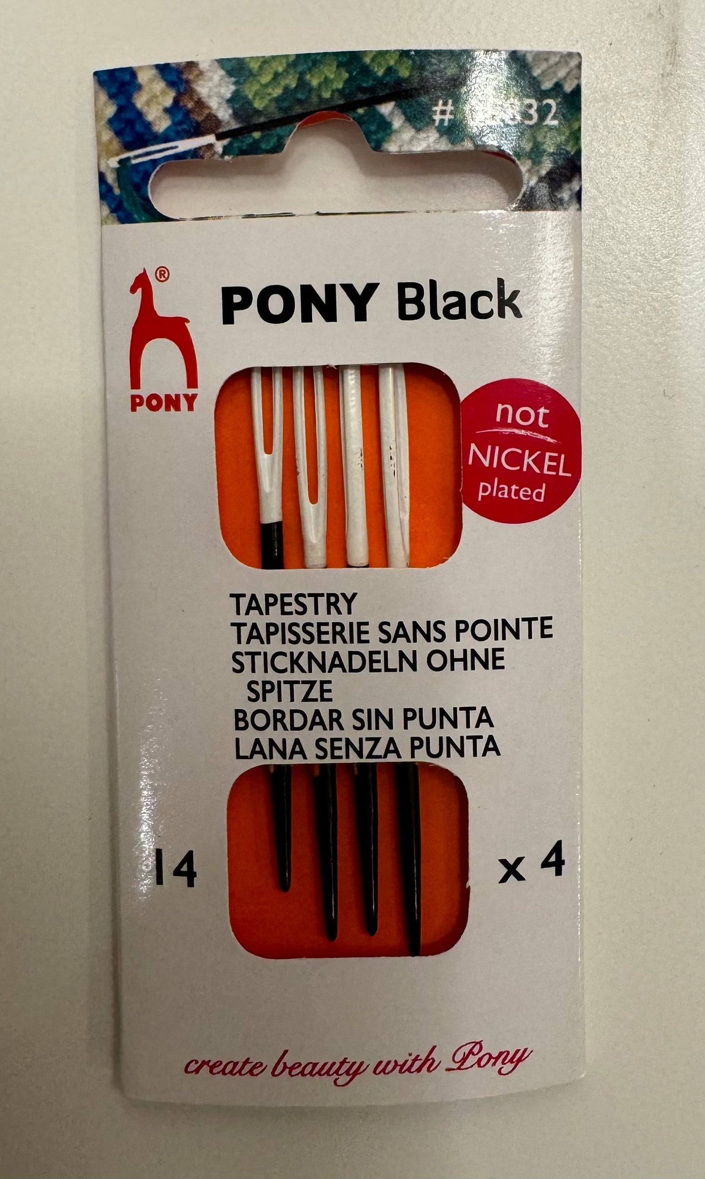 Size 14 Pony Black nickel-free tapestry needles with white eye