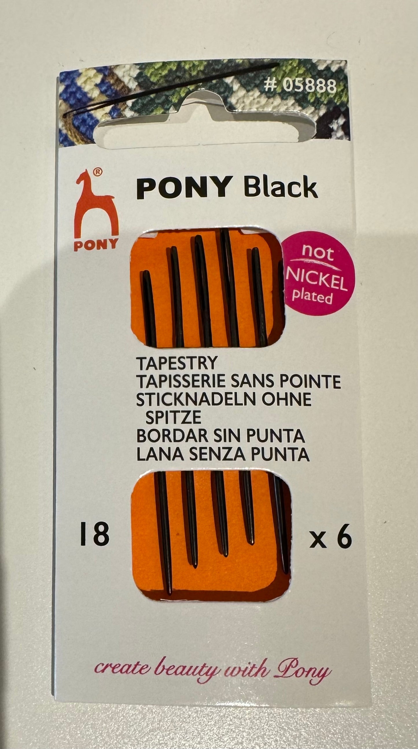 Size 18 Pony Black Tapestry Needles with Black Eye