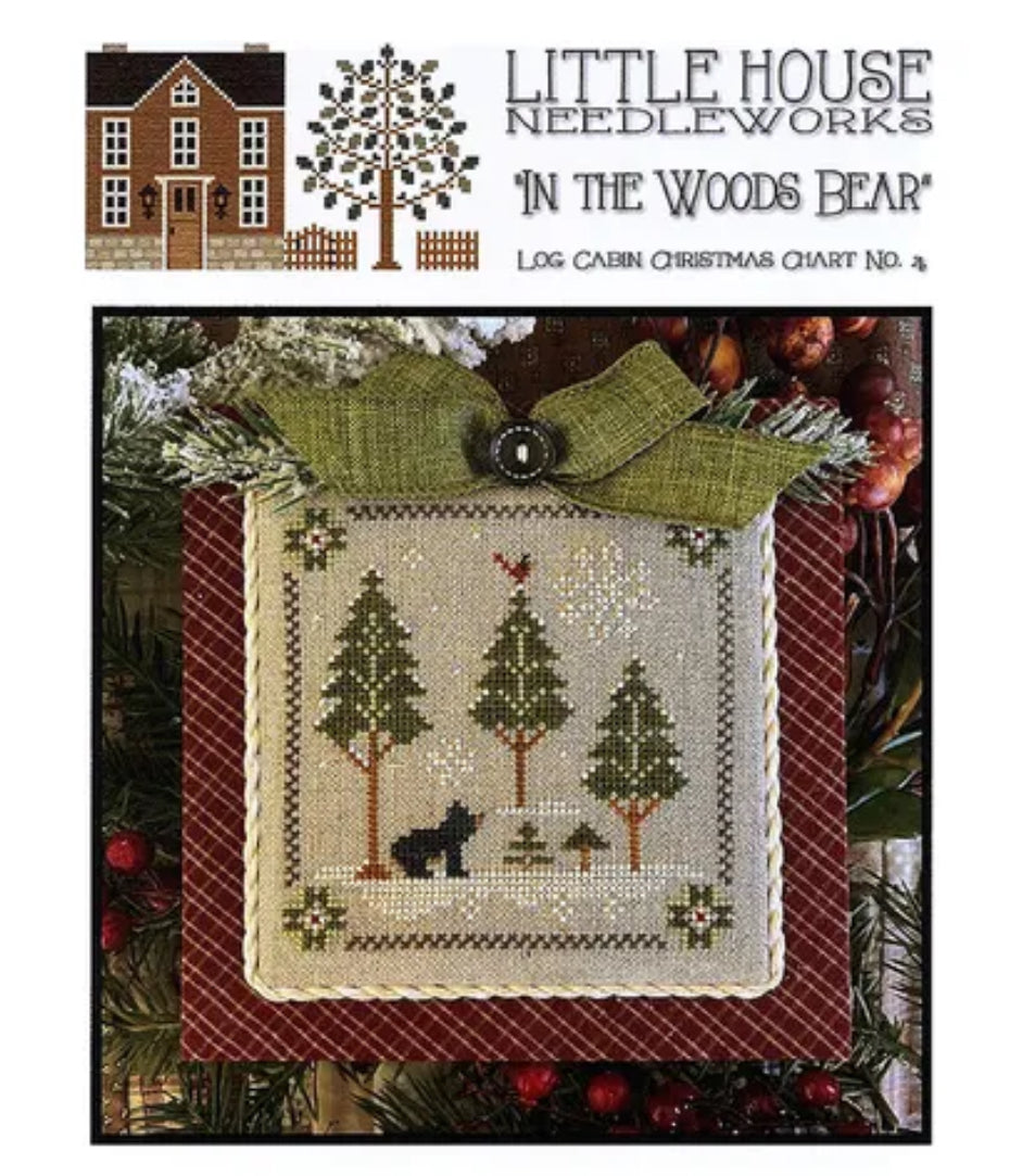 In the Woods Bear Log Cabin 4 - Little House Needleworks