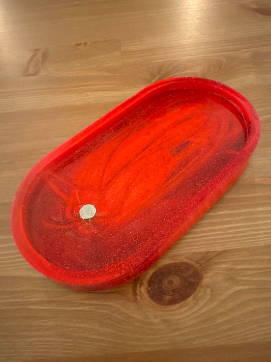 Handmade Resin Stitchers Tray - Red Sparkle