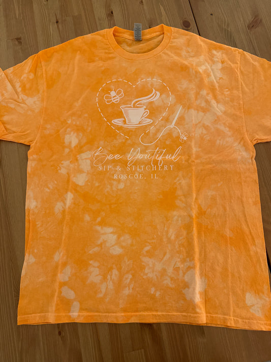 Bee Youtiful Sip and Stitchery T-Shirt -  Neon Orange