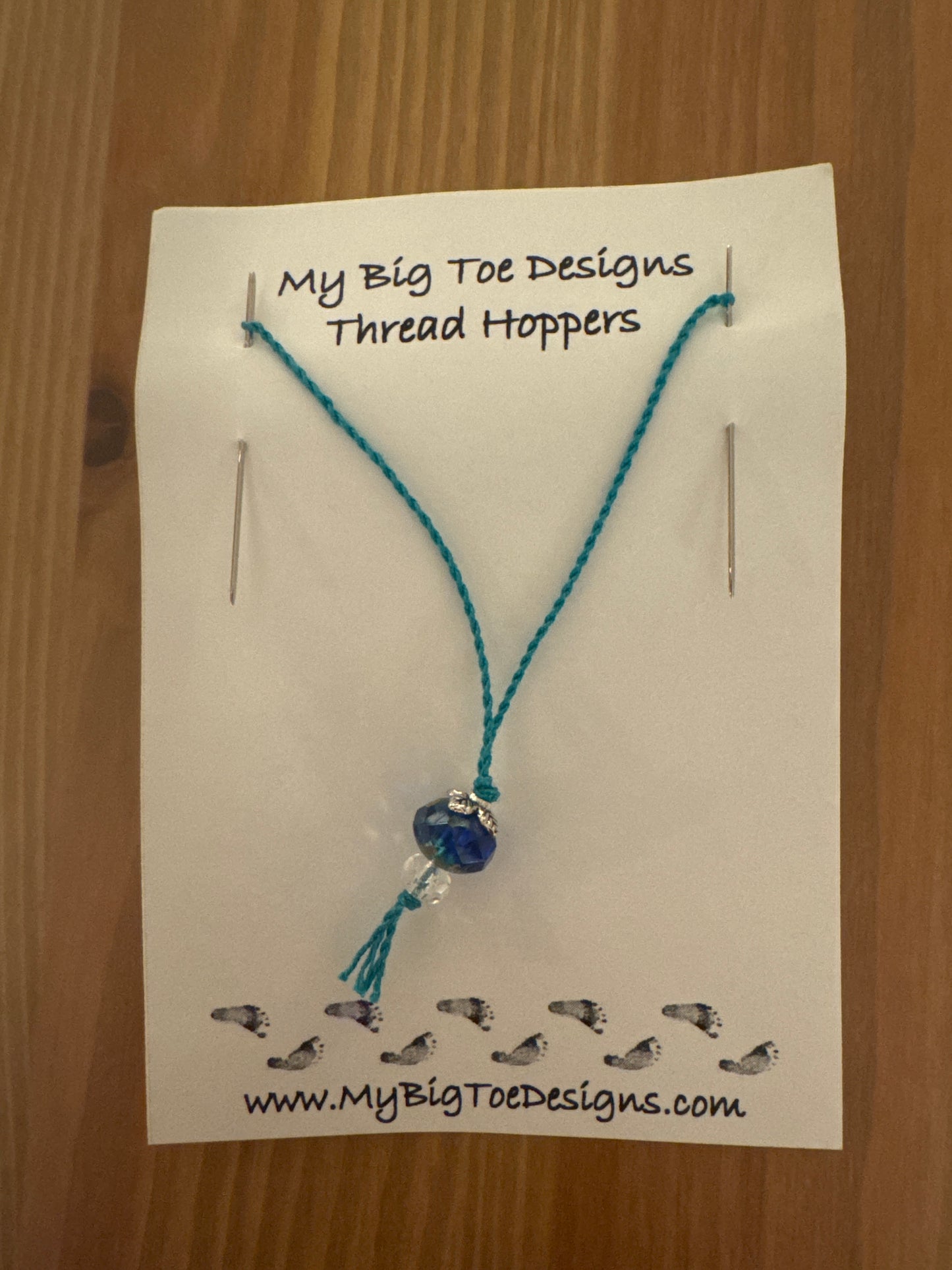 Turquoise with Blue Gem Thread Hoppers - My Big Toe Designs