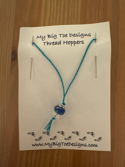 Turquoise with Blue Gem Thread Hoppers - My Big Toe Designs