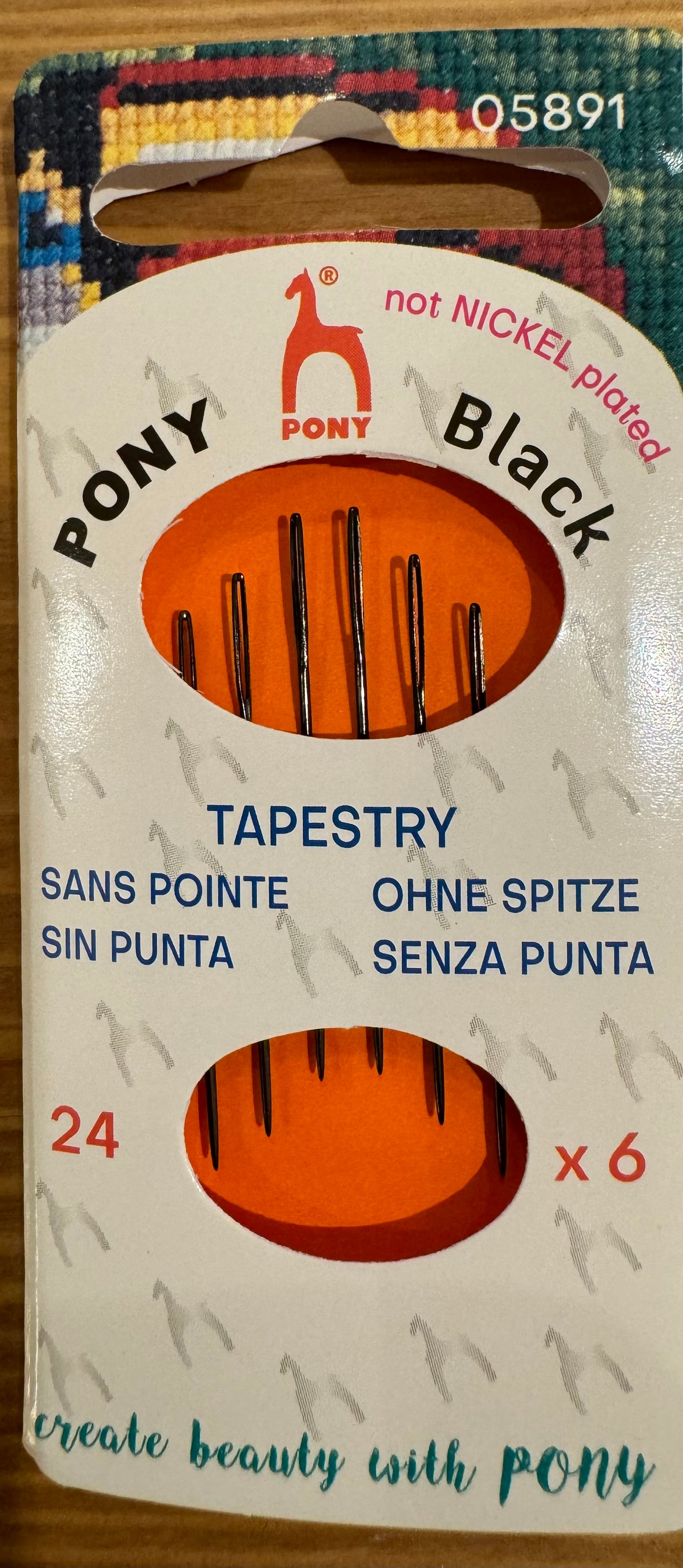 Size 24 Pony Black Tapestry Needles with Black Eye