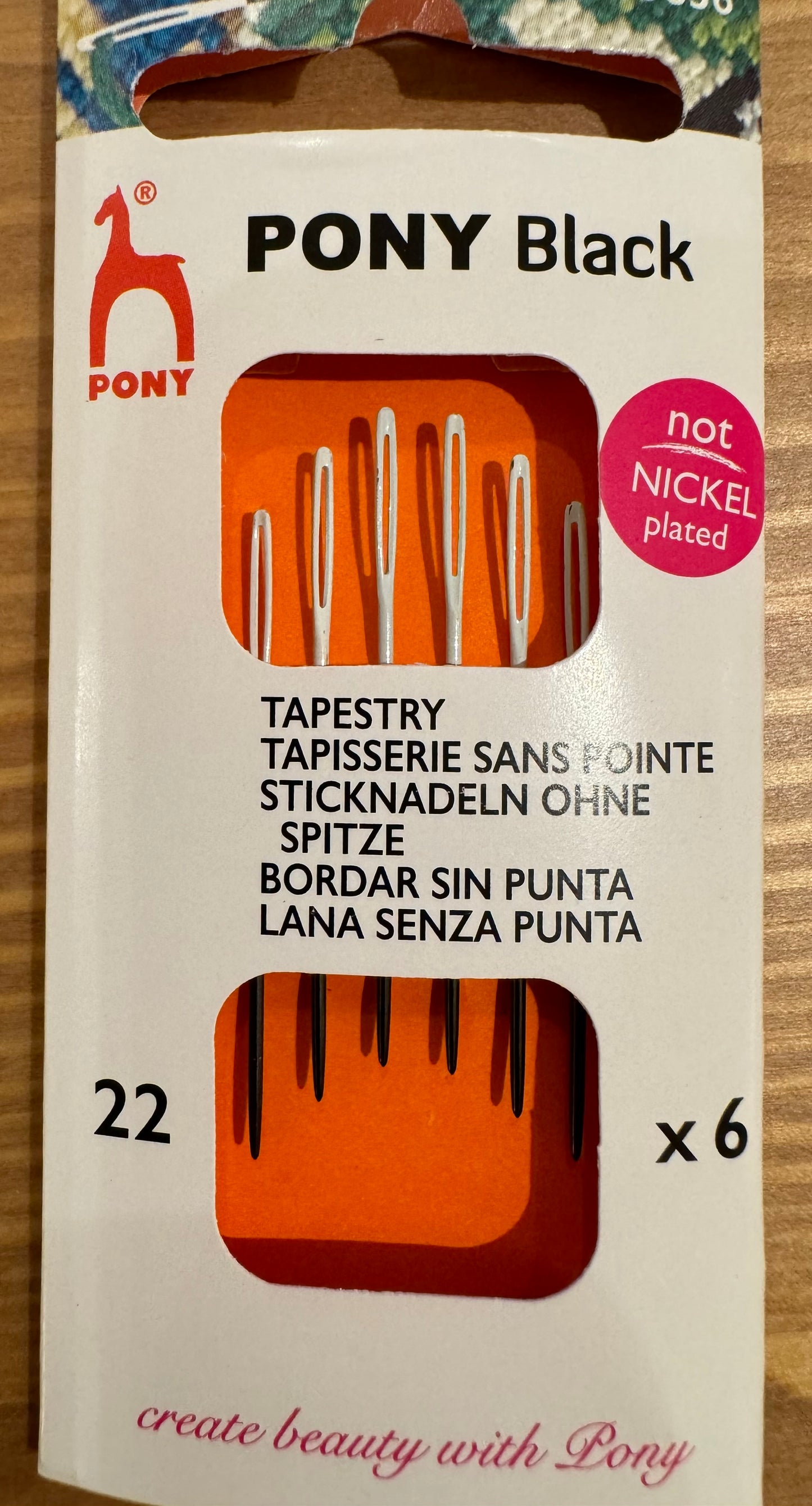 Size 22 Pony Black nickel-free tapestry needles with white eyes