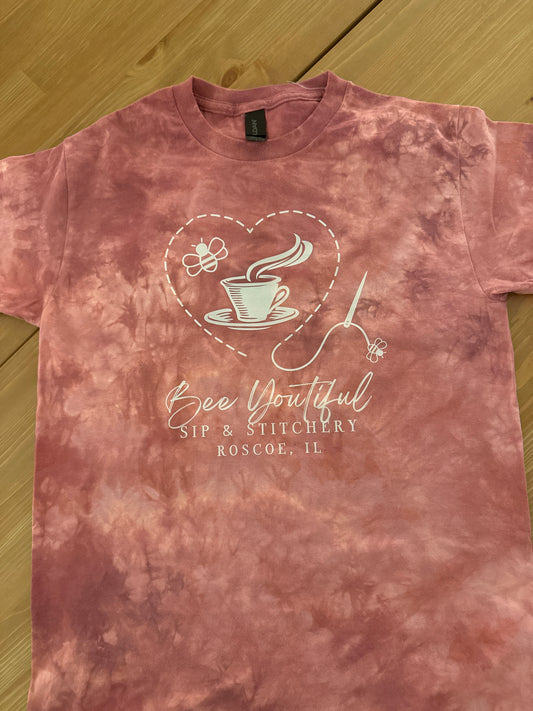 Bee Youtiful Sip and Stitchery T-Shirt -  Tea Rose