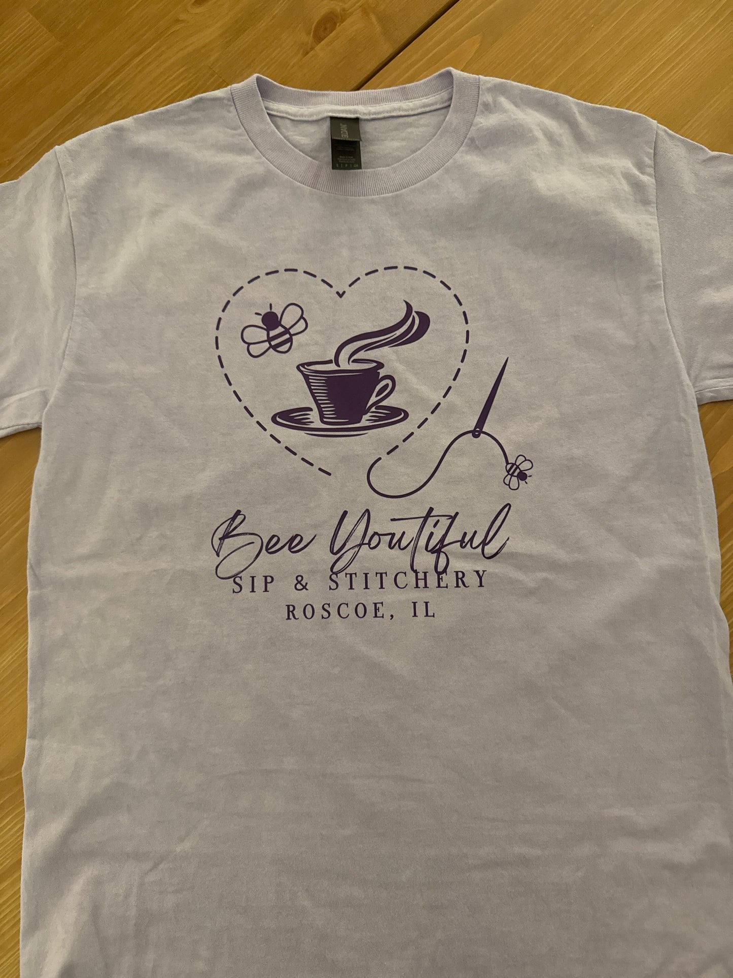 Bee Youtiful Sip and Stitchery T-Shirt - Lavender