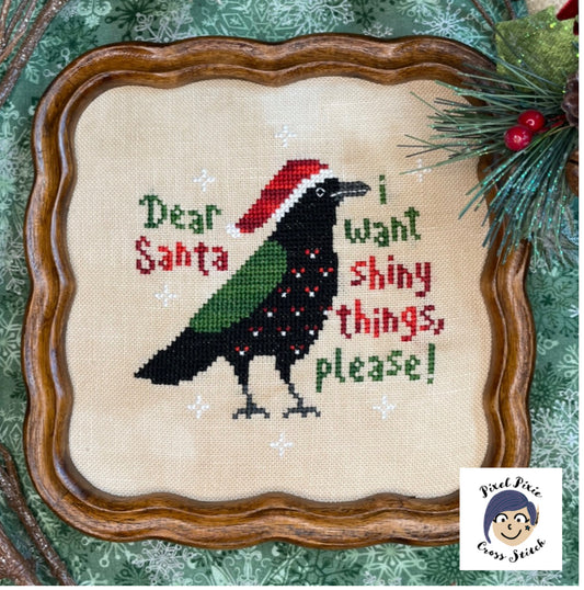 Christmas Crow - Pixel Pixie Cross Stitch