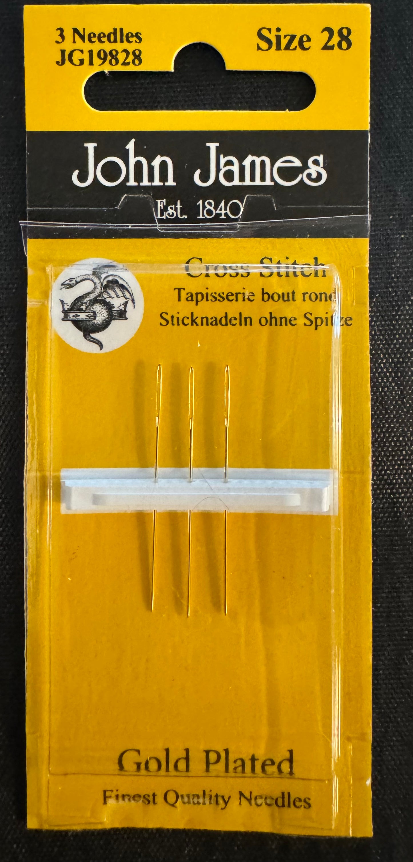 Size 28 Gold Plated John James Tapestry Needles