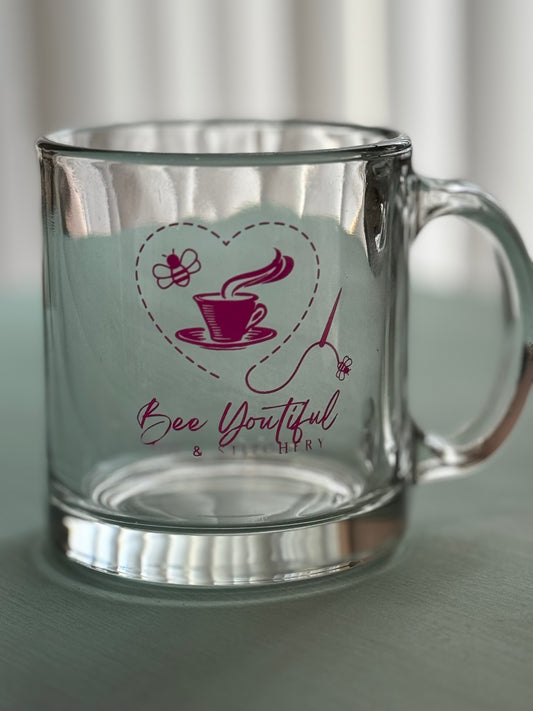 Bee Youtiful Sip and Stitchery Clear Tea Mugs