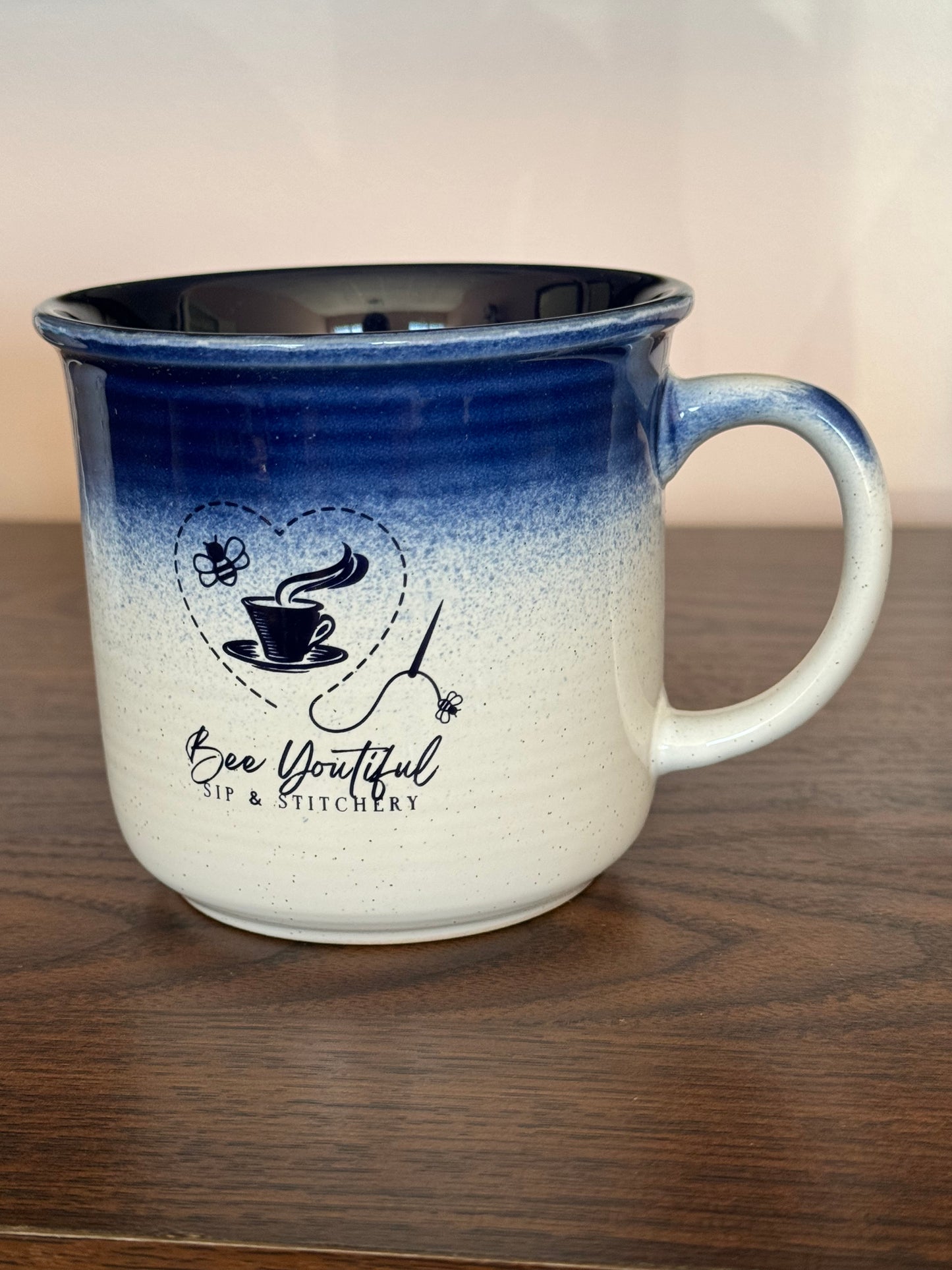 Bee Youtiful Sip and Stitchery Blue Ombre Tea Mug