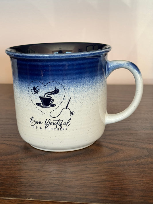 Bee Youtiful Sip and Stitchery Blue Ombre Tea Mug