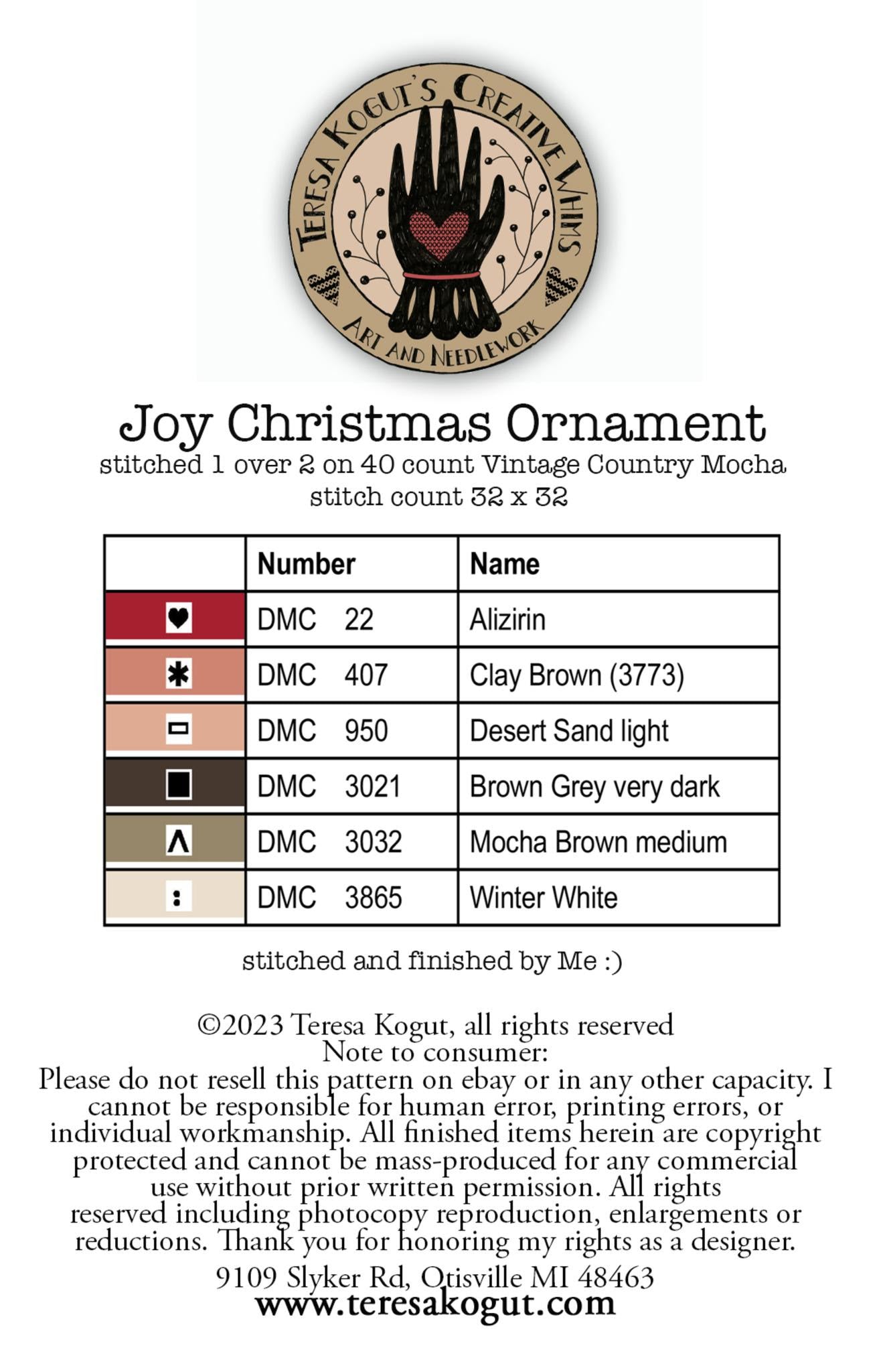 Joy Christmas Ornament - Teresa Kogut