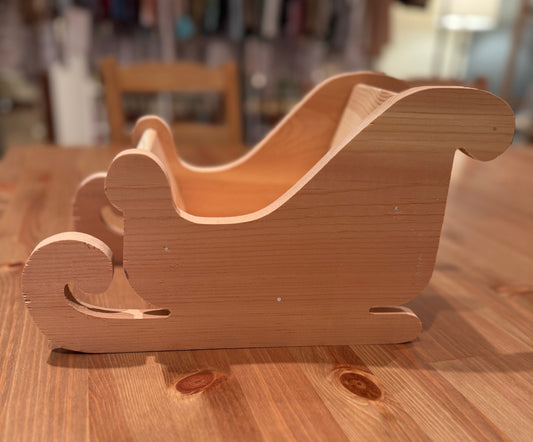 Large Unpainted Wooden Sleigh