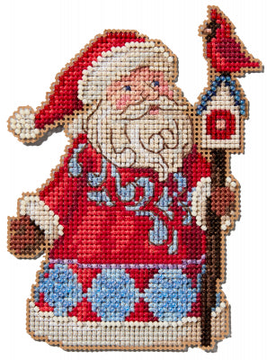 Santa and Cardinal Birdhouse Beaded Cross Stitch Kit - Jim Shore by Mill Hill