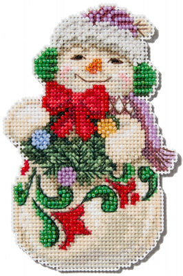 Snowman with Earmuffs Beaded Cross Stitch Kit - Jim Shore by Mill Hill