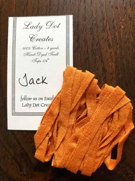 1/4" Twill Tape - Jack - Hand-dyed Cotton - Lady Dot Creates