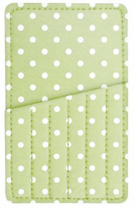 Inazuma Sewing Needle Carry Card - Lime Green with White Polka Dots