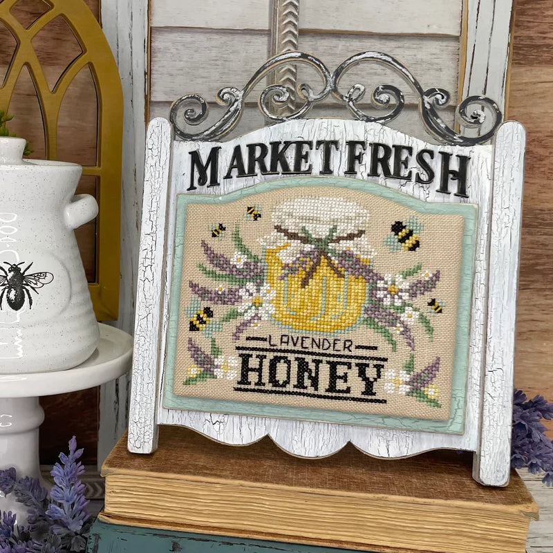 Market Sign Cross Stitch Display from Paisley's and Polka Dots