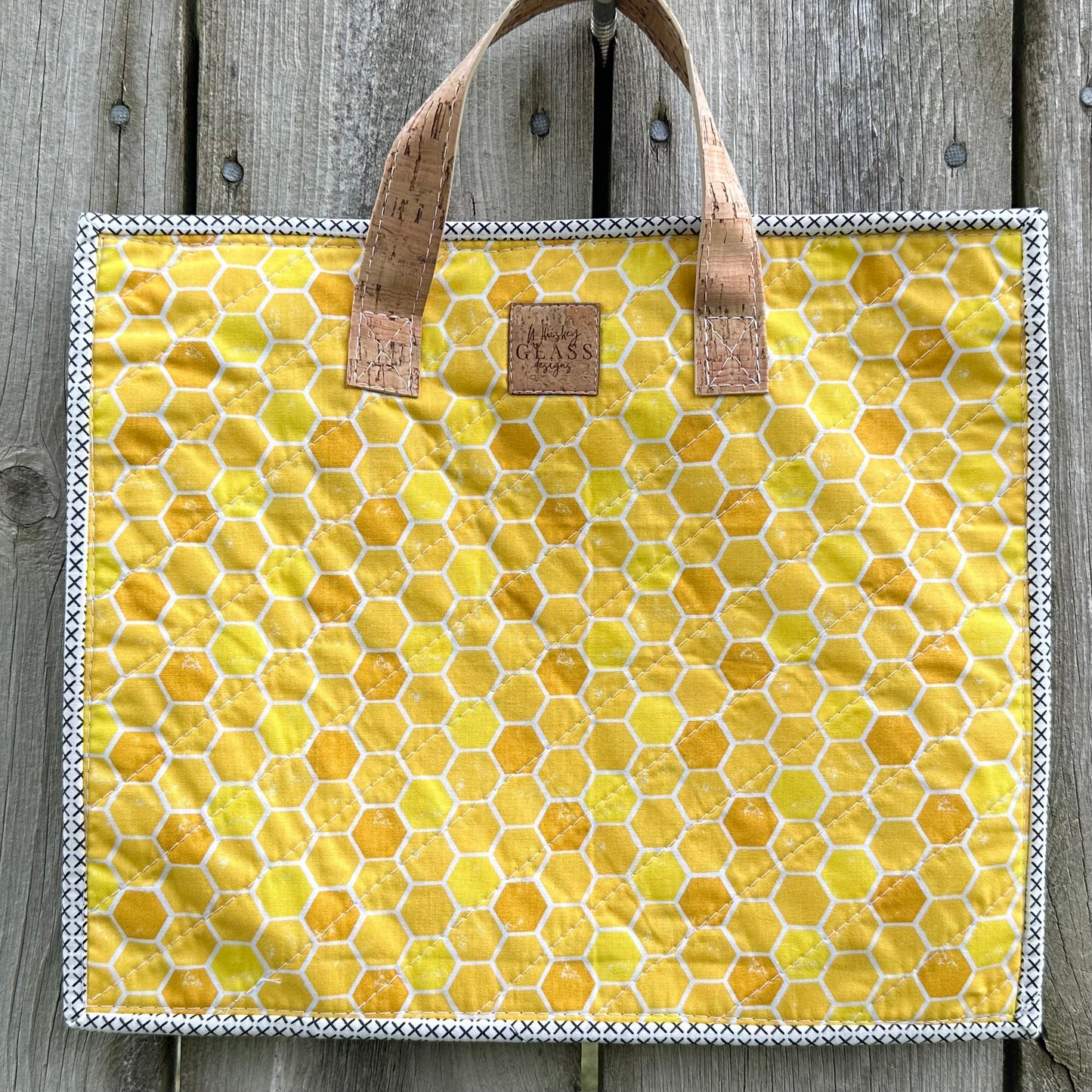 Medium Vinyl Front Buzzy Bees Project Bag by Whiskey Glass Designs