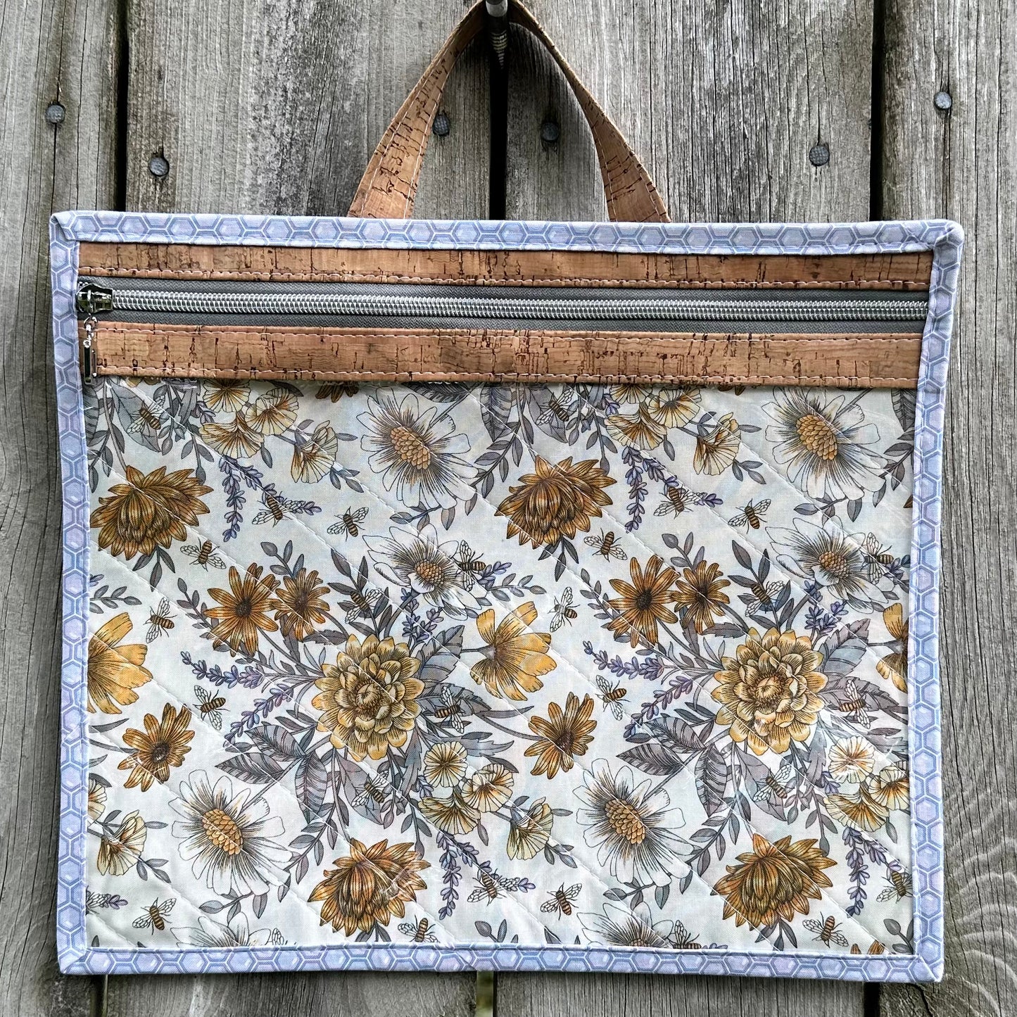 Large Vinyl Front Honey Ivory Project Bag by Whiskey Glass Designs