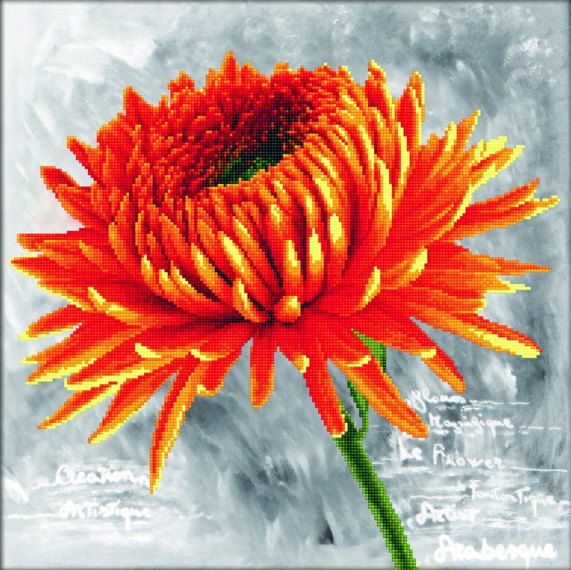 No Count Cross Stitch - Orange Dahlia