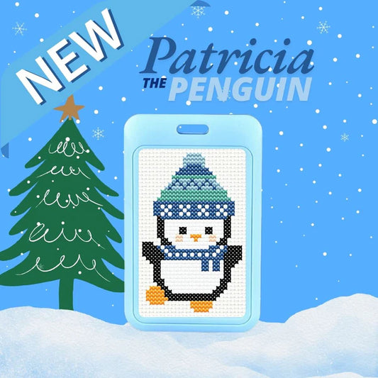 Patricia the Penguin Cross Stitch Luggage Tag Kit - Jumpseat Therapy