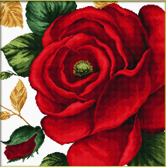 No Count Cross Stitch - Rose