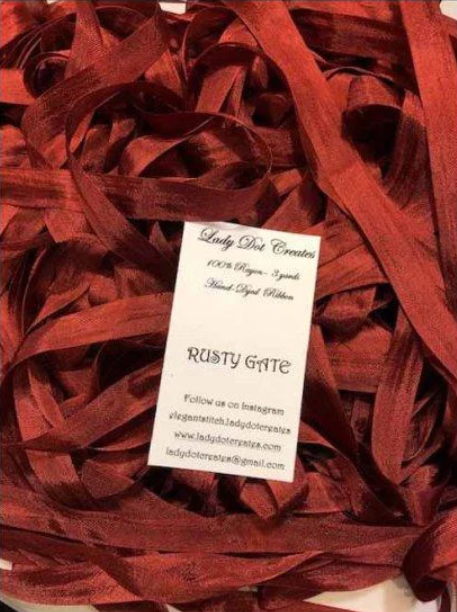 Ribbon 9/16" - Rusty Gate - Hand-dyed 100% Viscose - Lady Dot Creates