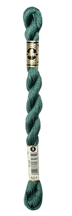 DMC Pearl Cotton Skein Size 5 Dark Blue Green #501