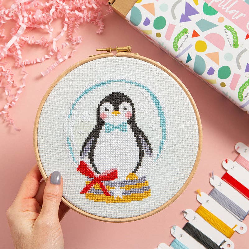 Let it Snow Penguin - Cross Stitch Kit: Standard kit with 14 count aida