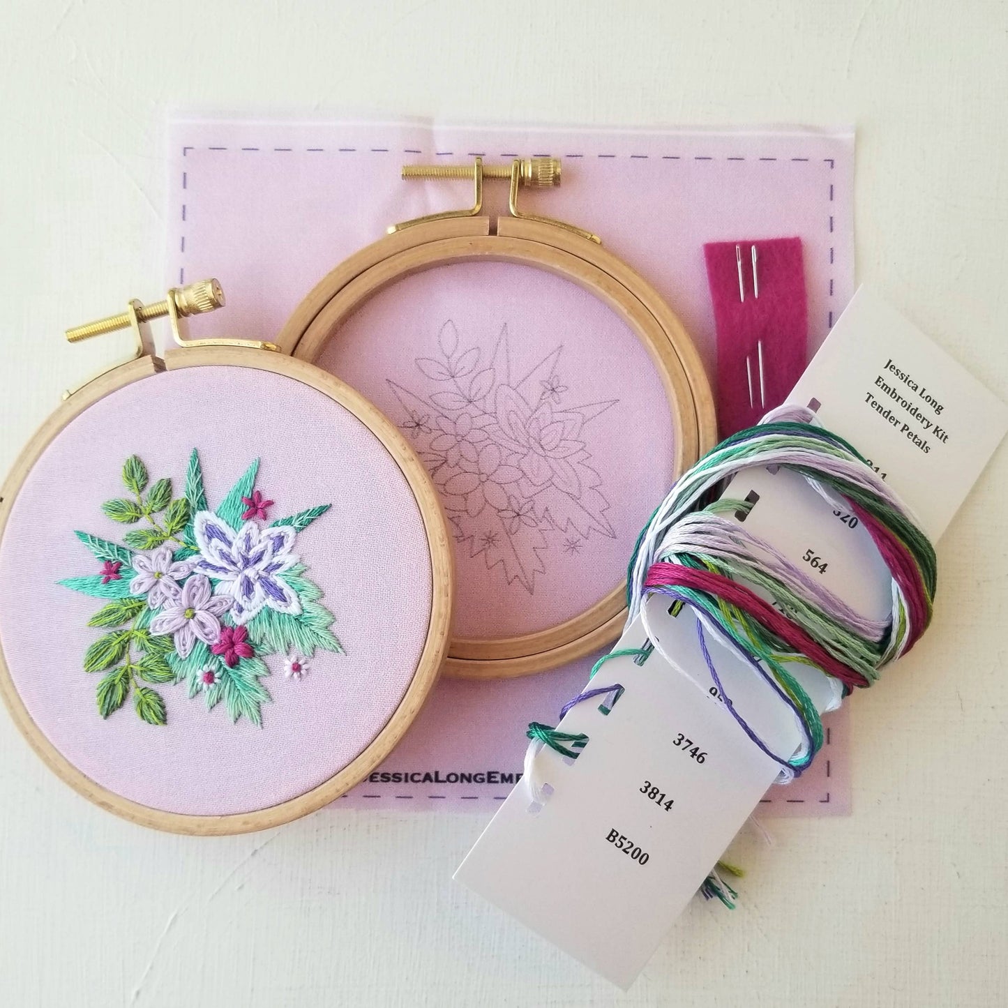 Tender Petals Beginner Embroidery Kit - Jessica Long Embroidery