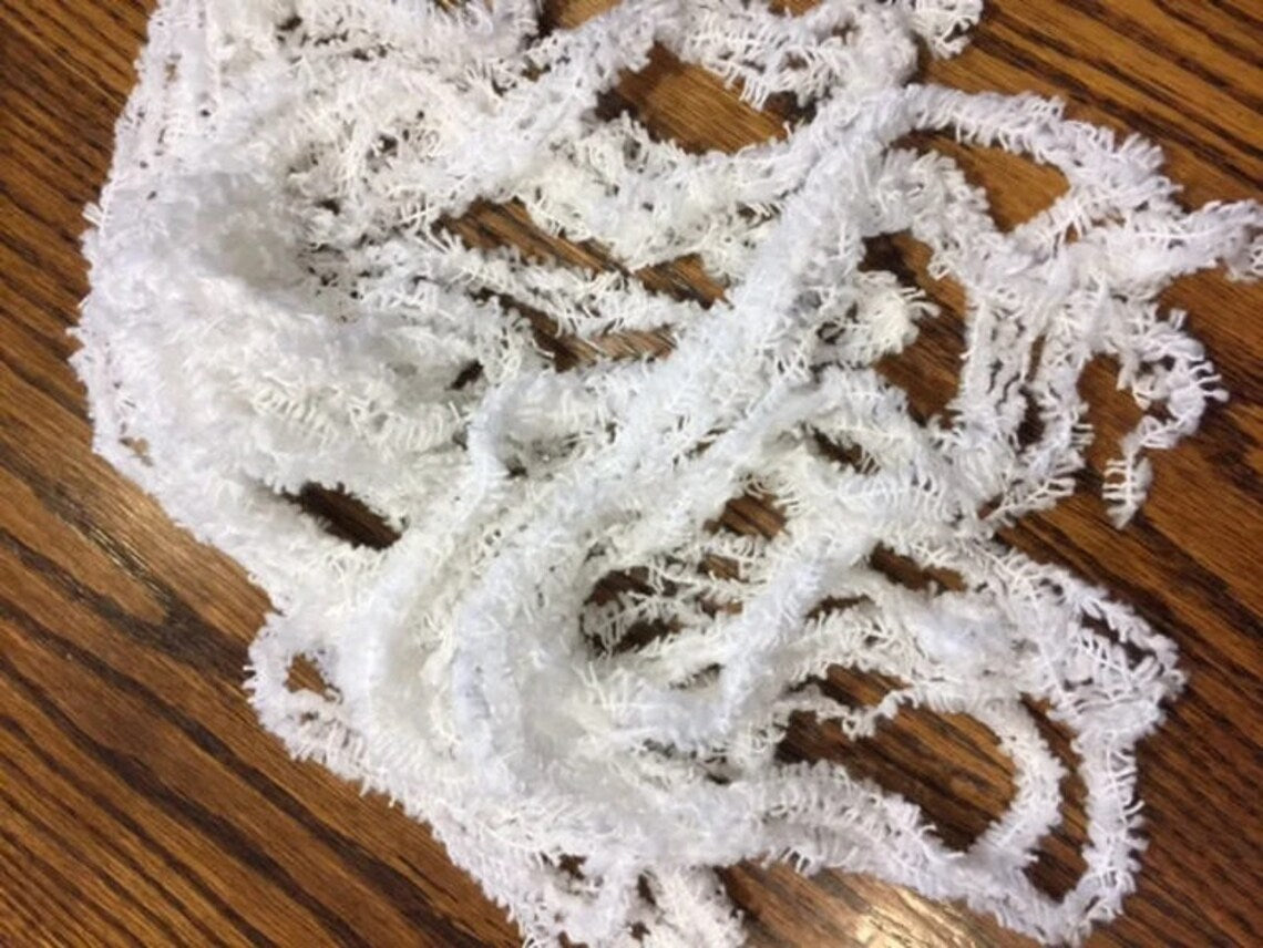 Eyelash Chenille Trim - Snow - Lady Dot Creates