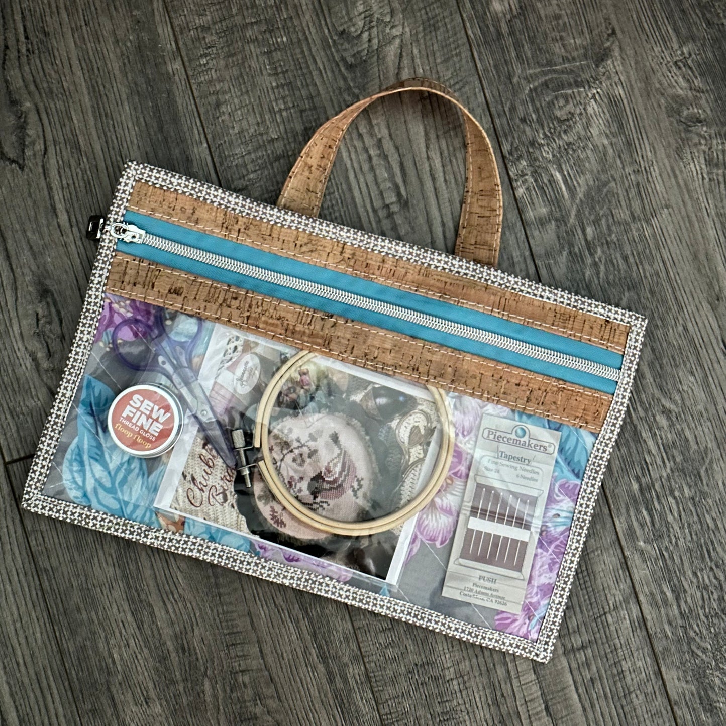 Small Vinyl Front Foresta Project Bag by Whiskey Glass Designs