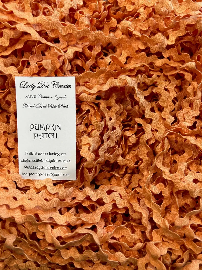 1/2" Rick Rack - Pumpkin Patch - Hand-dyed Cotton - Lady Dot Creates