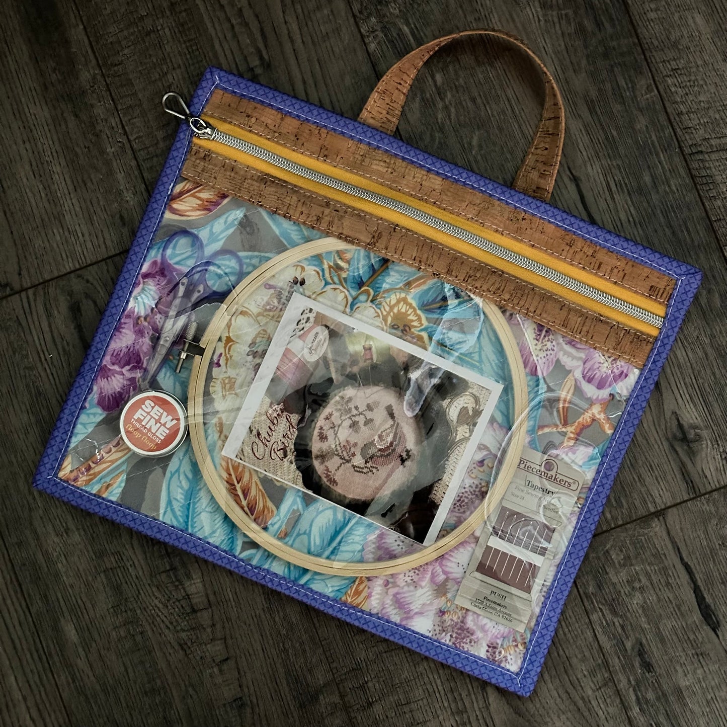 Medium Vinyl Front Foresta Project Bag by Whiskey Glass Designs