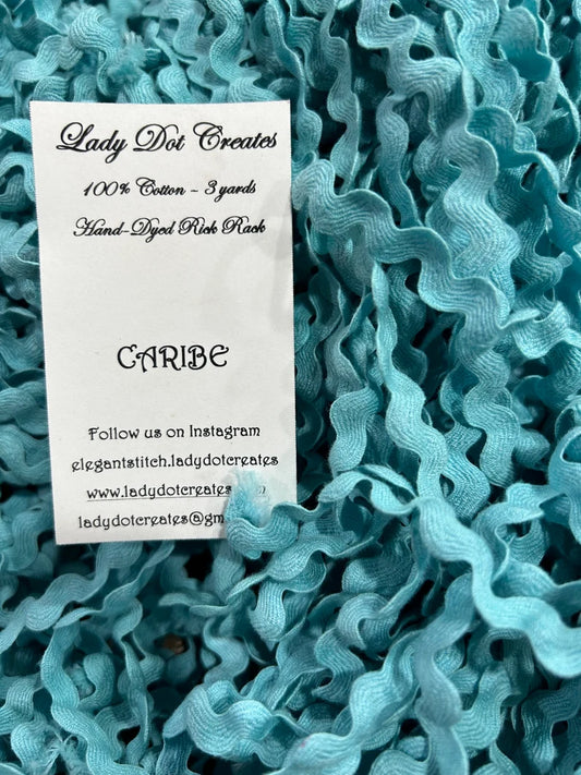 1/2" Rick Rack - Caribe - Hand-dyed Cotton - Lady Dot Creates