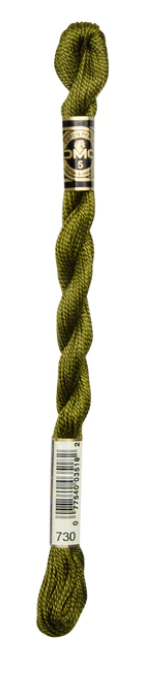 DMC Pearl Cotton Skein Size 5 Very Dark Olive Green #730