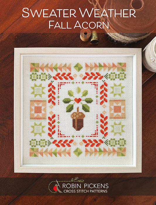 Sweater Weather: Fall Acorn - Robin Pickens Cross Stitch Patterns